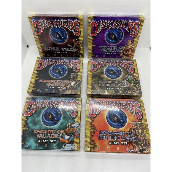 RARE Set Of 6 SEALED DISKWARS 1999 Army Sets Revised Dwarves Falladir Orcs
